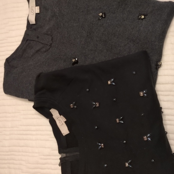 Loft Rhinestone Embellished Dress & Pullover Holidays Party Casual Comfy Sz M - Picture 1 of 13